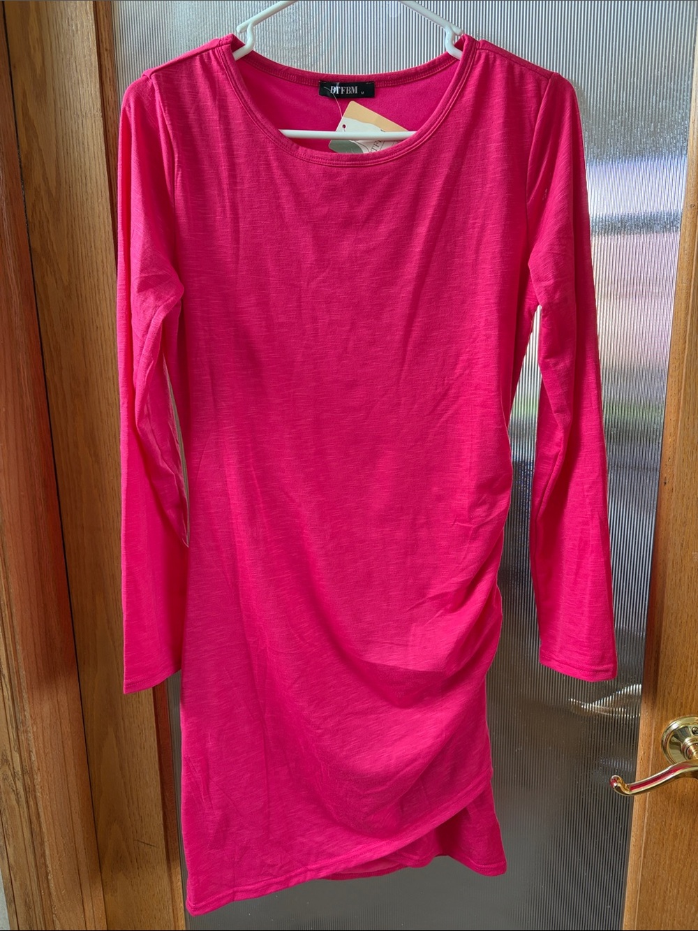 NWT Bright Pink Long Sleeve Shift Dress